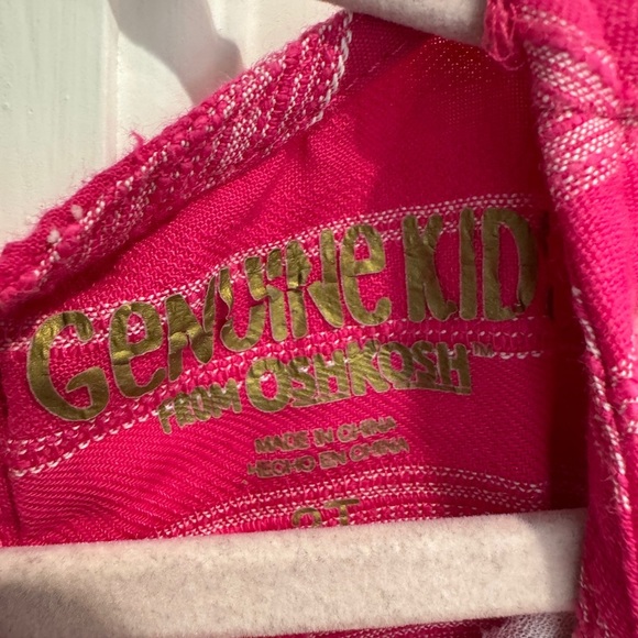 Genuine Kids by Osh Kosh Girls Pink & White Short Sleeve Top  Blouse w Tassels - Picture 4 of 6